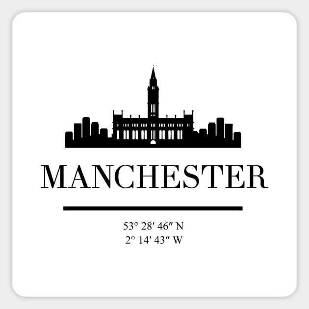 MANCHESTER ENGLAND BLACK SILHOUETTE SKYLINE ART Sticker by deificusArt